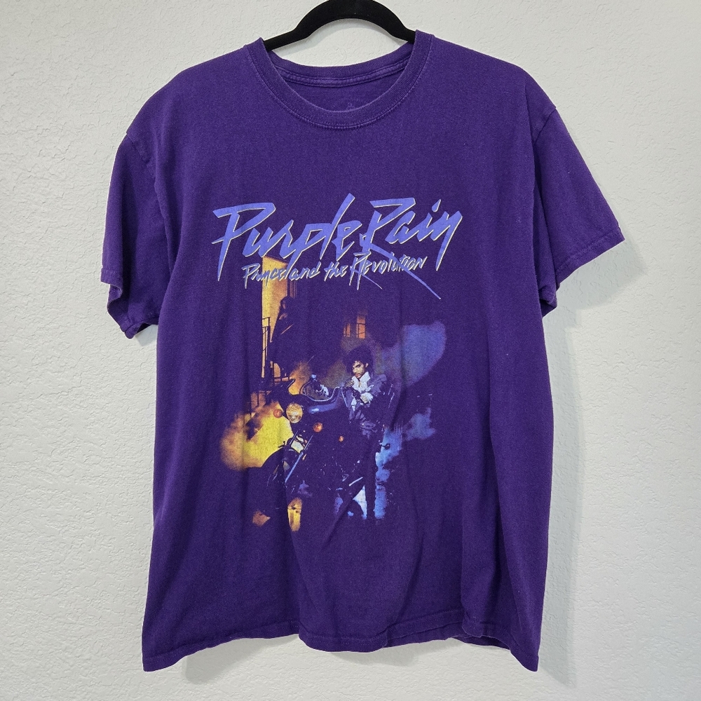 Purple Rain Shirt Mens Large Purple Short Sleeve Graphic Print Music Prince